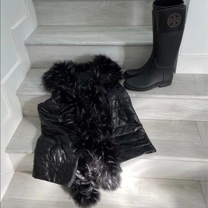 Tory Burch Rain Boots with Faux Leather Vest